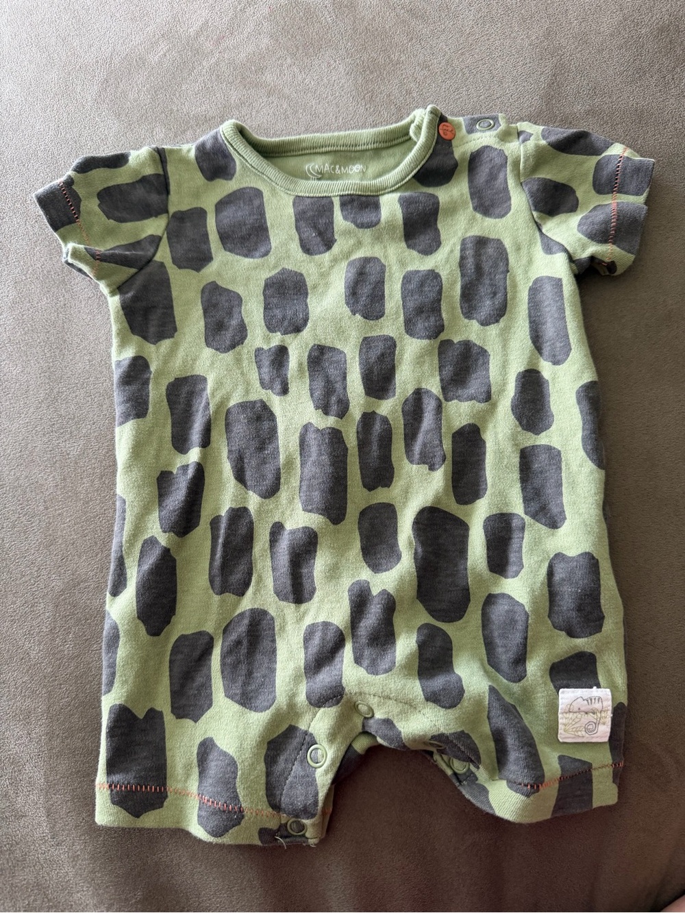 Mac & Moon Olive Green with Charcoal Spot Baby One-Piece